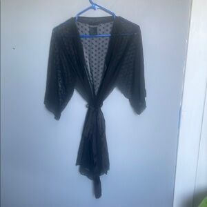 H&M Women’s M sheer black embroidered stars robe kimono intimates sleep vamp
